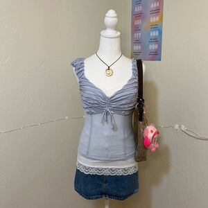 Kimchi Blue muted blue ruched tank top